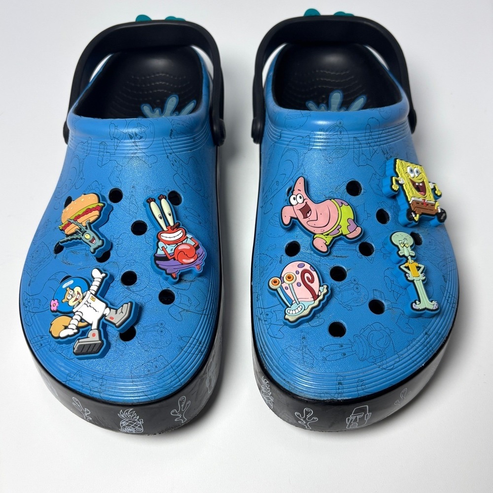 CROCS Blue SpongeBob Cartoon Charm Clogs for Men